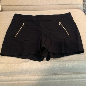 Black pull on shorts with zipper detail